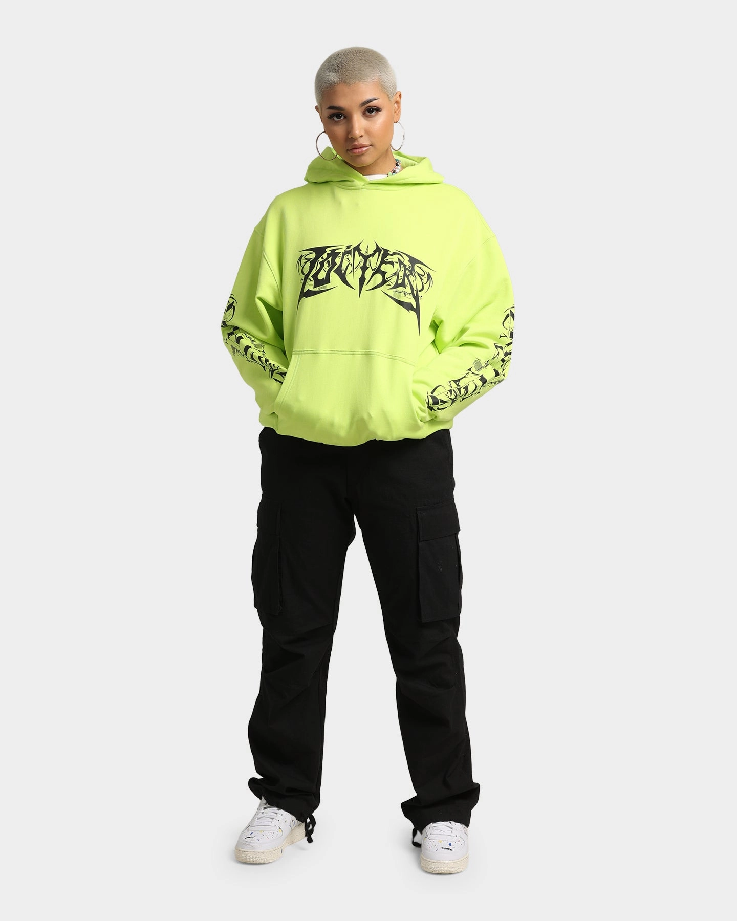 Loiter Anarchy Hoodie Neon Green Quilted Construction Learn