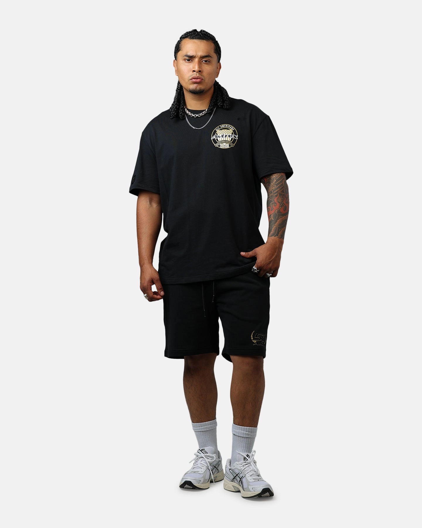 back-to-school Classic Style Avirex Gold Shorts Black/Gold
