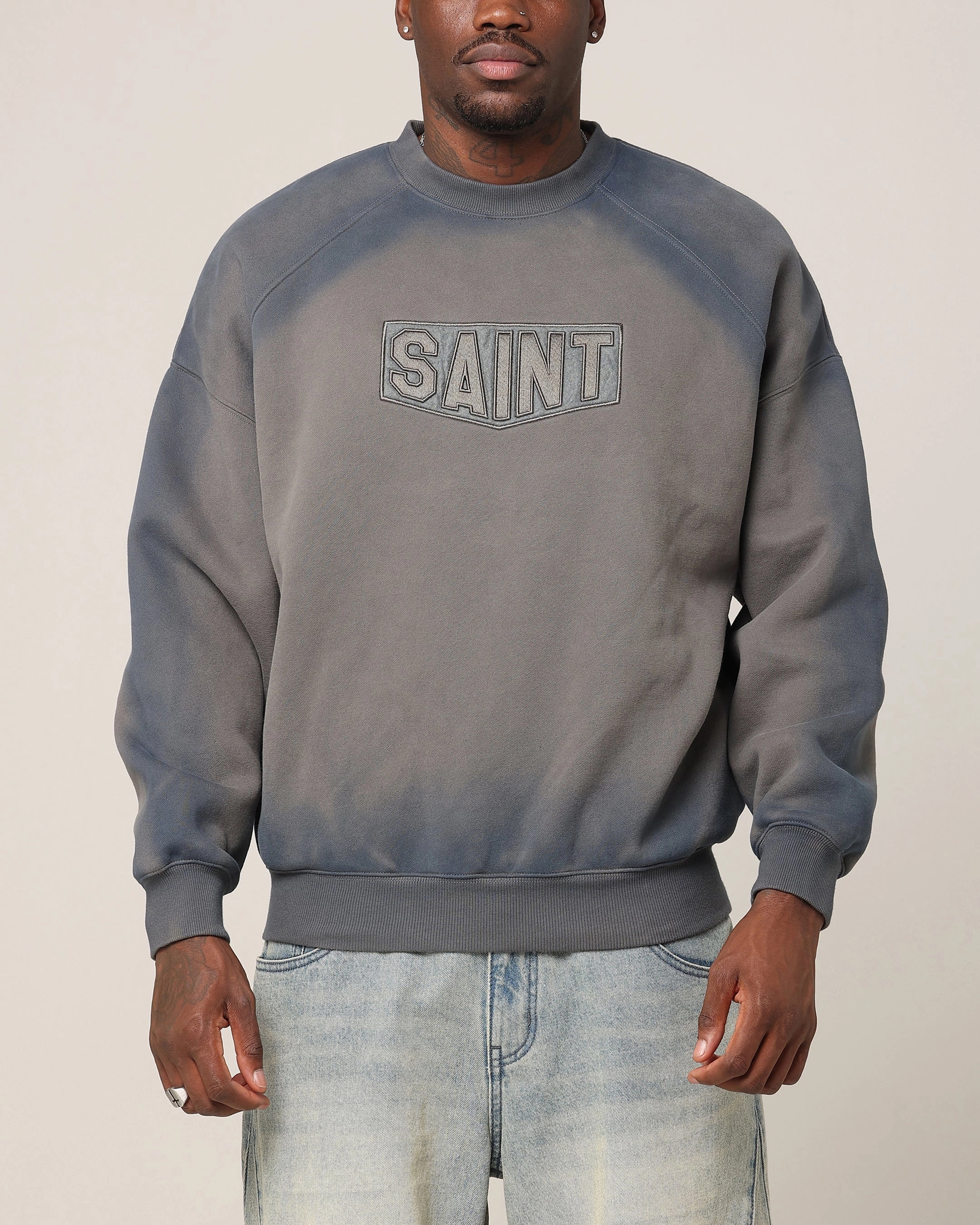 Saint Morta Faded Motor Crewneck Charcoal Anti Glare Trim