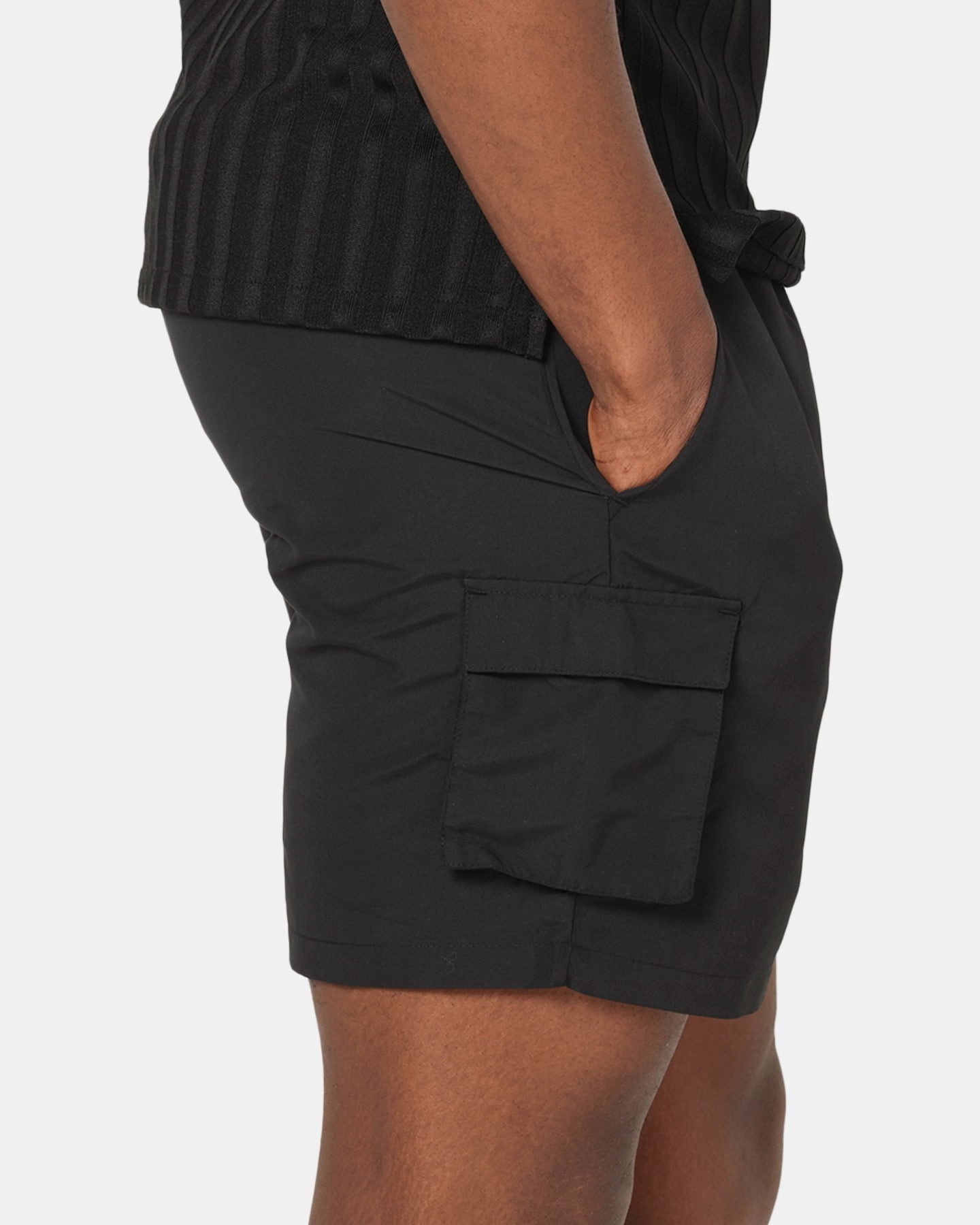 Anti Cling Technology Clean Finish Sik Silk Cargo Swim Shorts Black