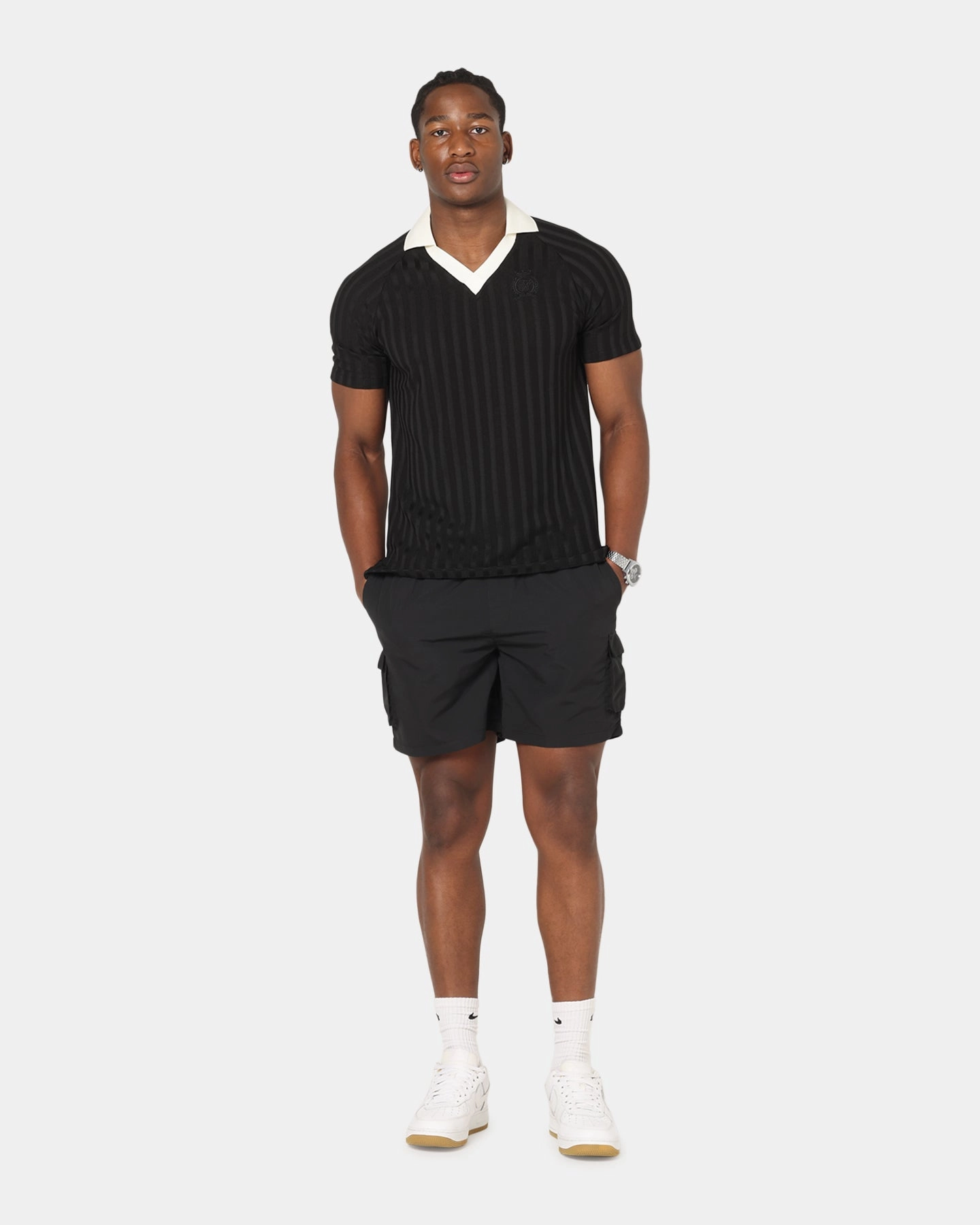 Flex Foam Insert Stretch Comfort Sik Silk Cargo Swim Shorts Black