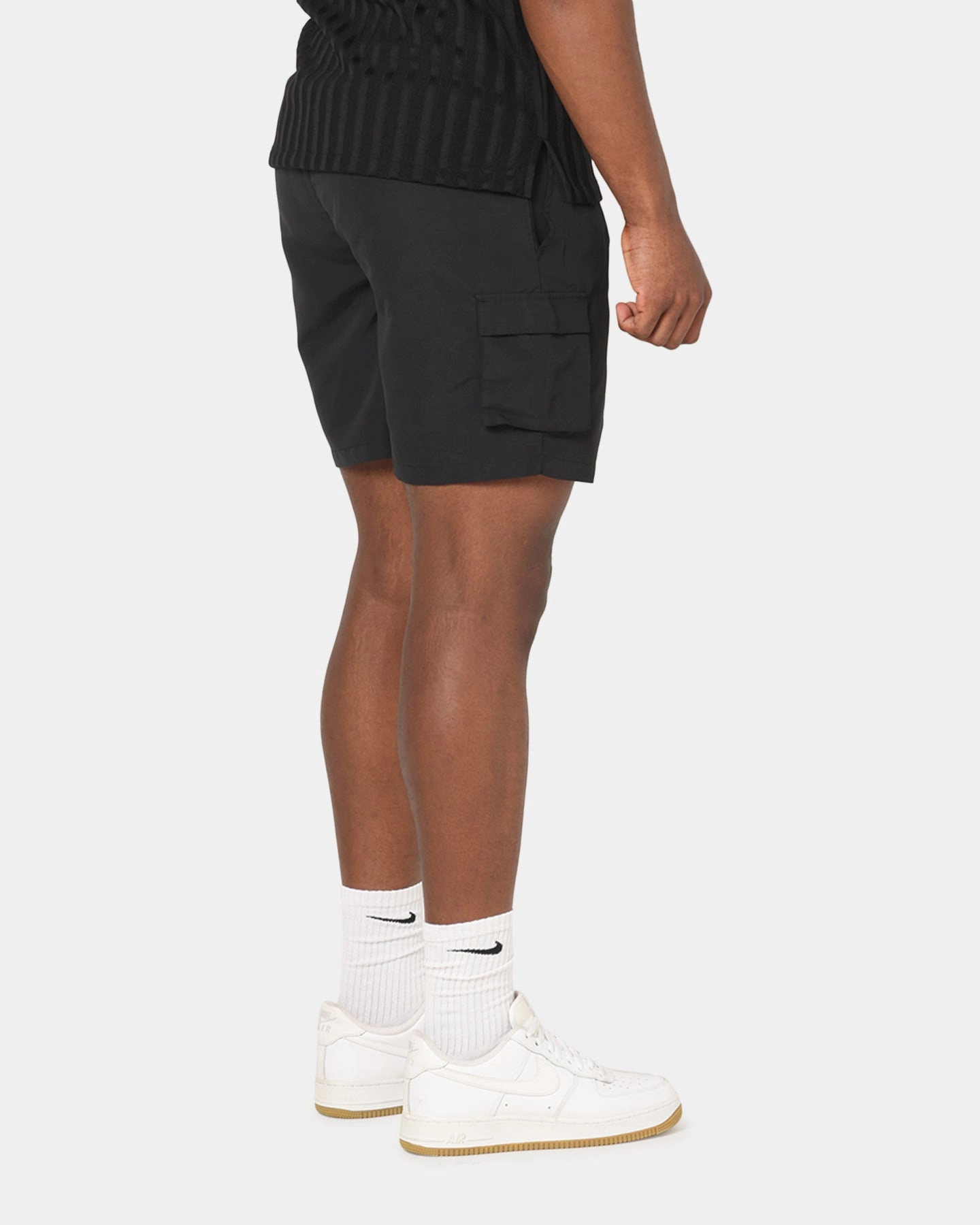 Moisture wicking Sik Silk Cargo Swim Shorts Black