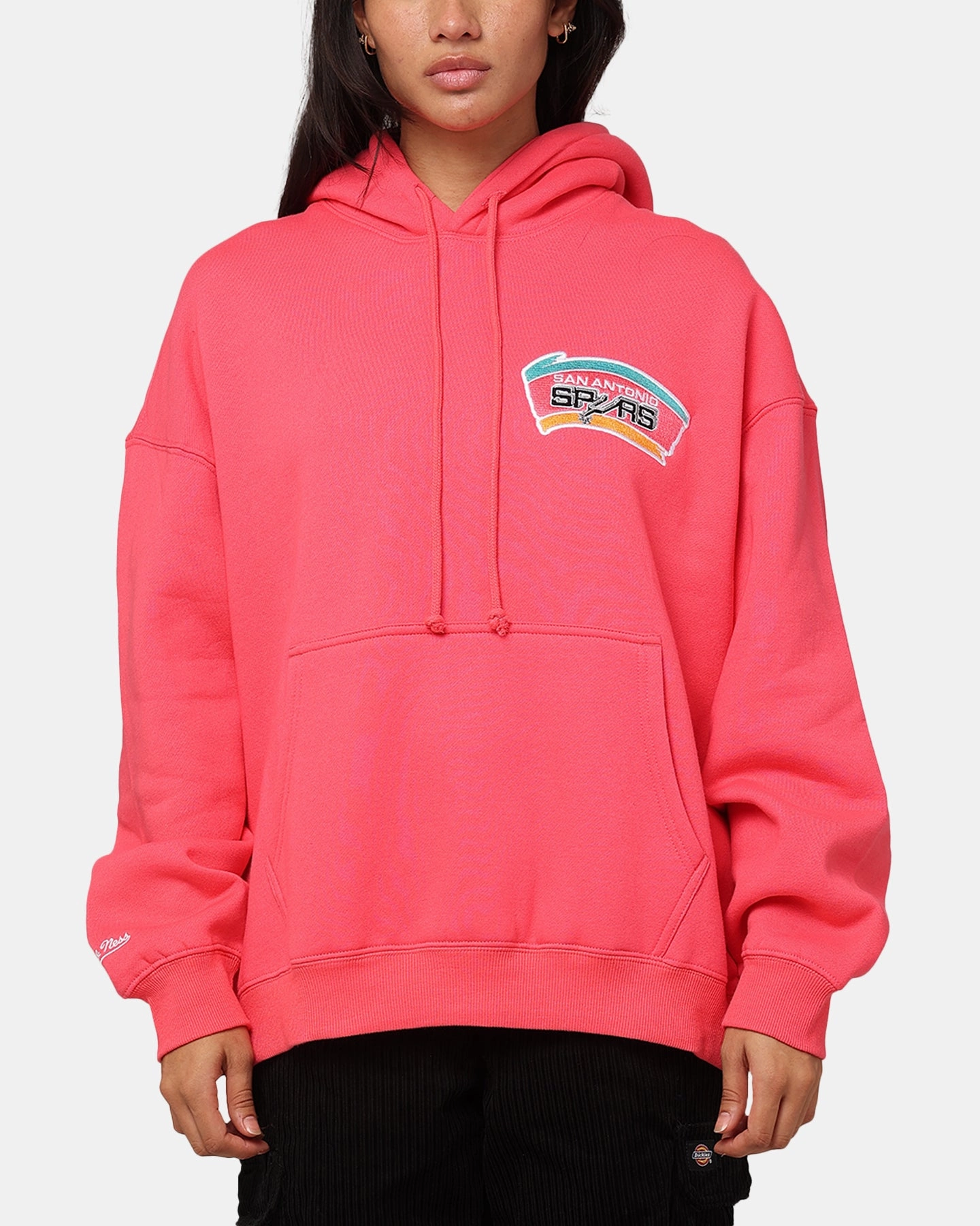 campers Quality Mitchell & Ness San Antonio Spurs Basketball Hoodie Pepper Pink