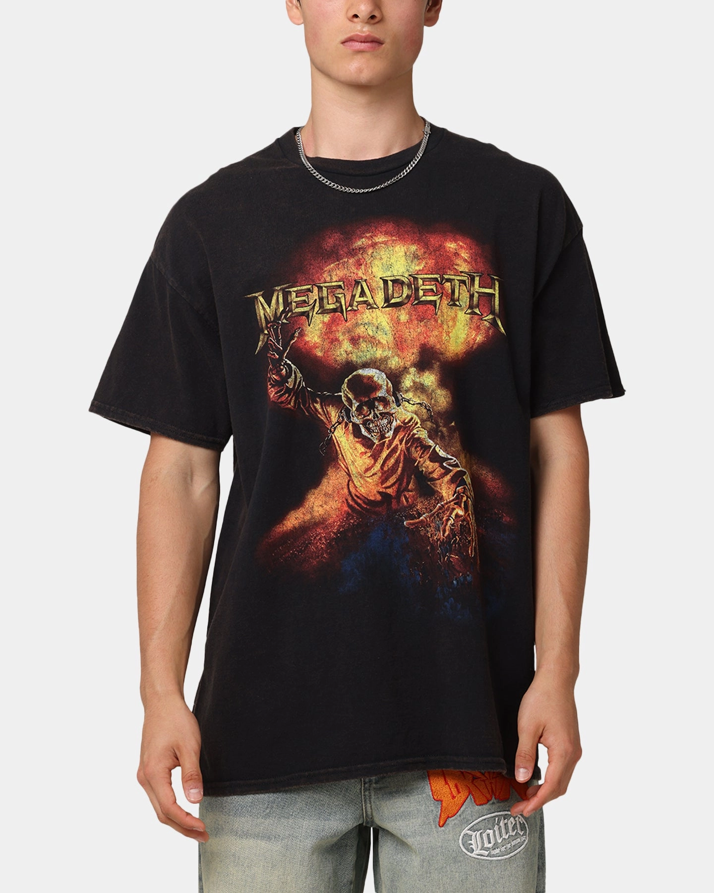 Megadeth Fire Ball Vintage T-Shirt Black Vintage Wrinkle Resistant