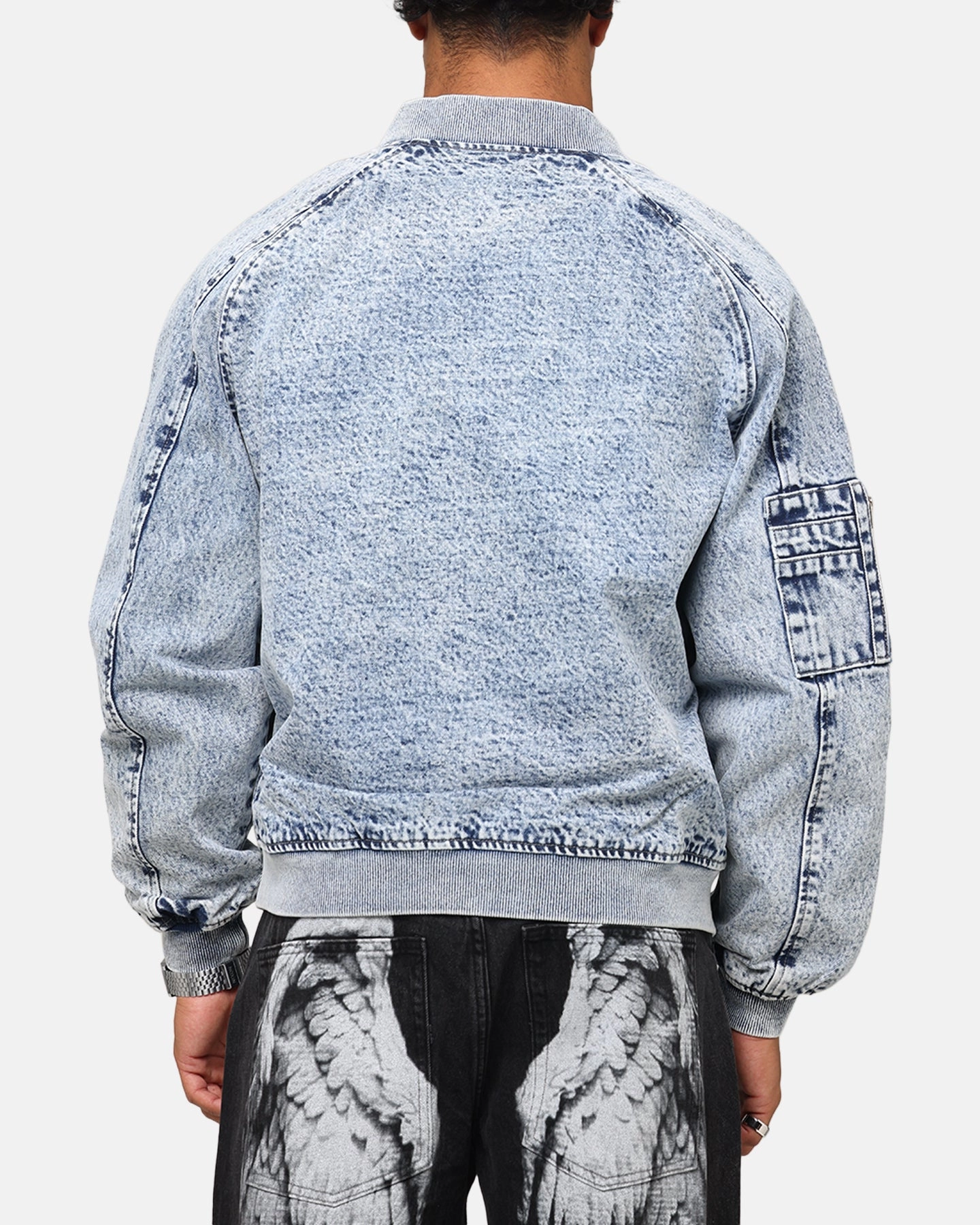 Saint Morta Flight Denim Jacket Blue Stonewash Aftershave