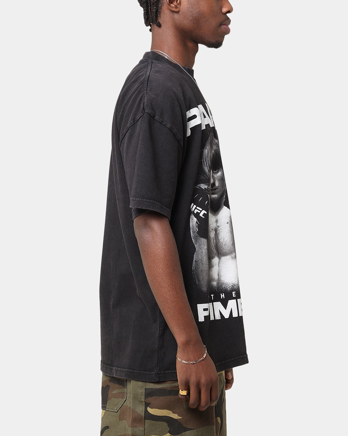 UFC By Culture Kings Paddy 'The Baddy' Pimblett Vintage T-Shirt Black Acidwash Slim Fit Cut Bohemian freedom