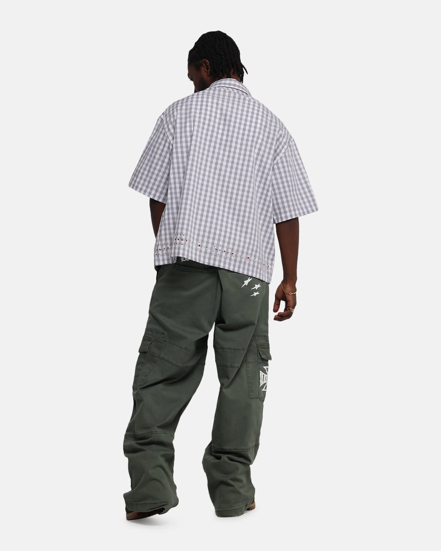Structured Shoulder Support Loiter Western Button Up Shirt Check