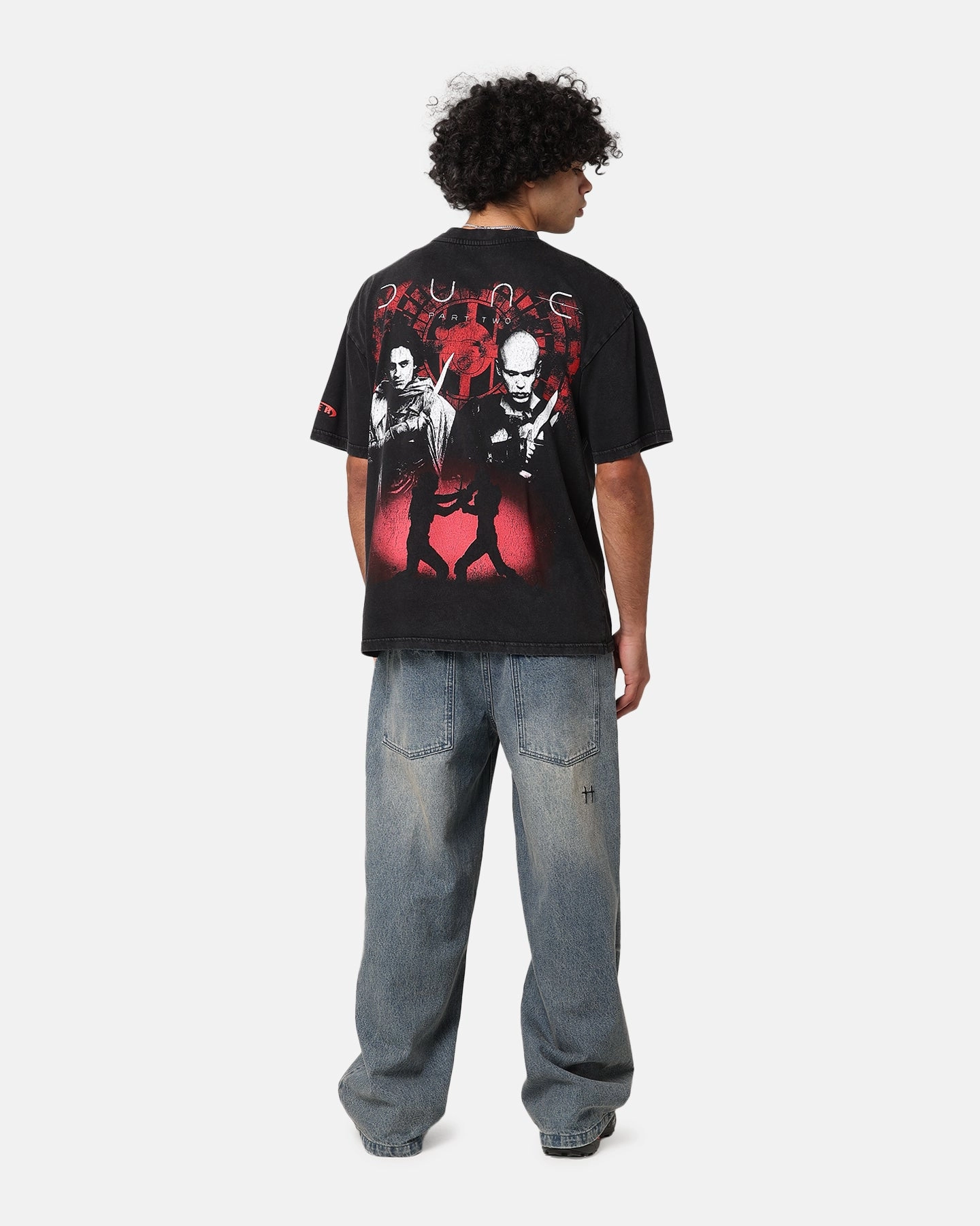 Loiter X Dune Feyd Rautha Vintage T-Shirt Black Acidwash Raw Edge Hem Modern Style