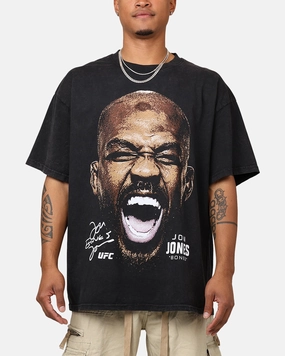 Everyday Comfort Style Fresh Trend UFC By Goat Crew Jon Jones Big Face Vintage T-Shirt Black Wash