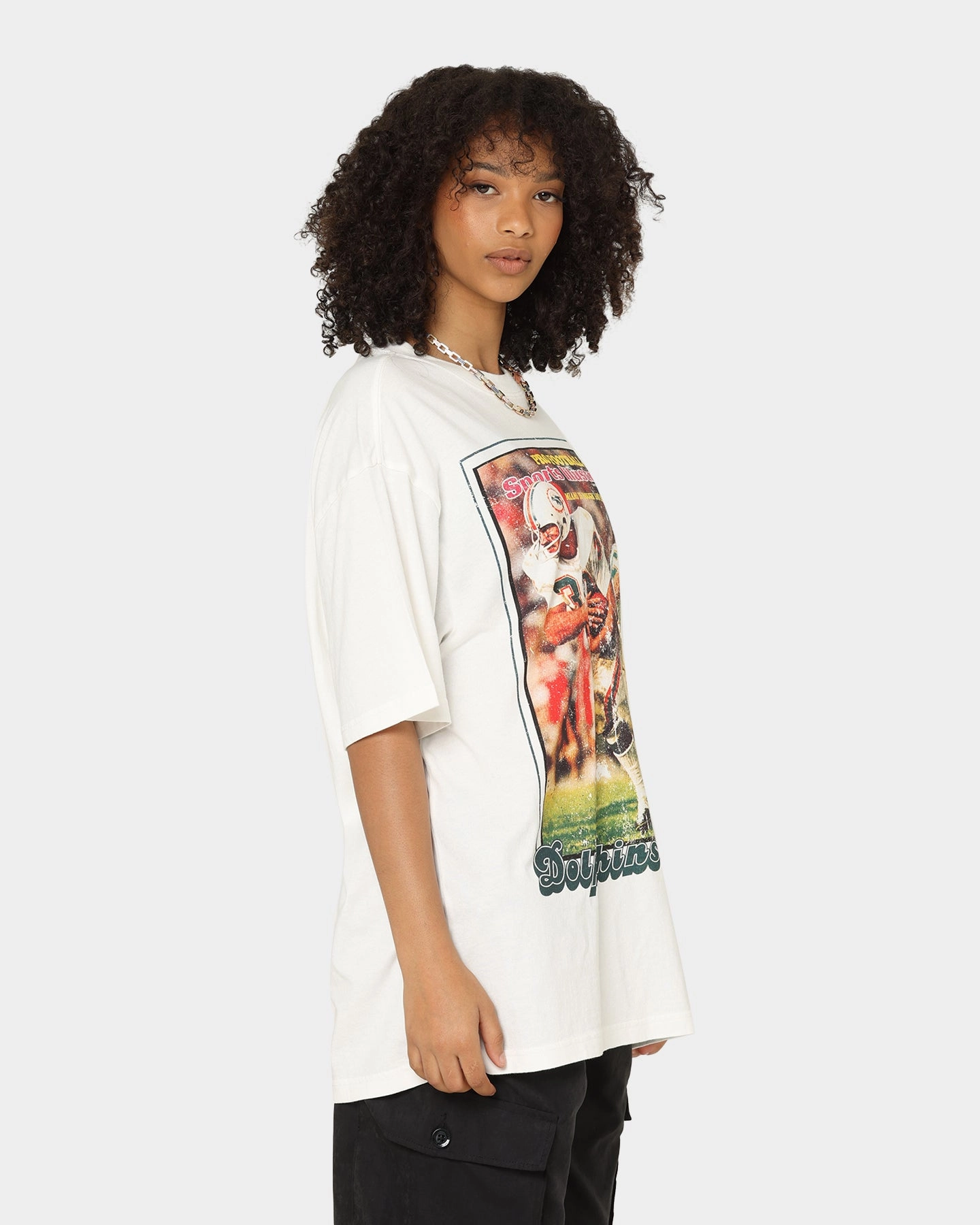 Mitchell & Ness Miami Dolphins Sports Illustrated T-Shirt Vintage White Organic Cotton Blend