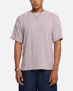 XXIII Rib Knit T-Shirt Pink Marle Office Wear Daily Favorite