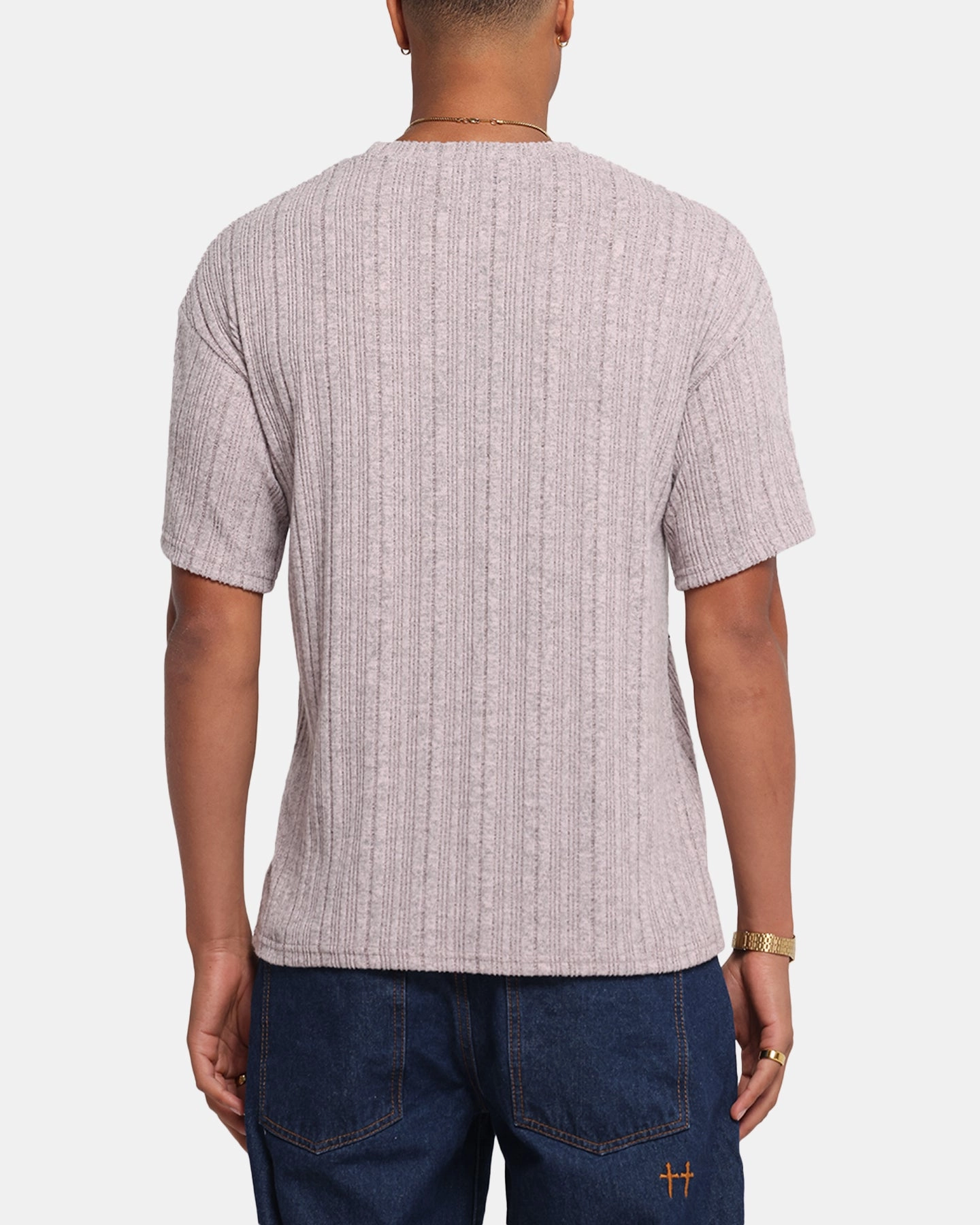 Light and Breathable polo neck XXIII Rib Knit T-Shirt Pink Marle