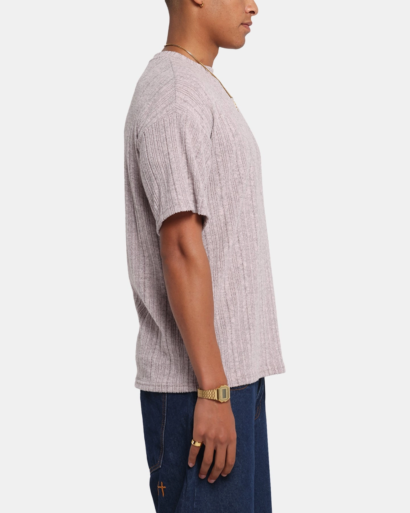 Fashion Must-Have Fashion-Forward Fit XXIII Rib Knit T-Shirt Pink Marle