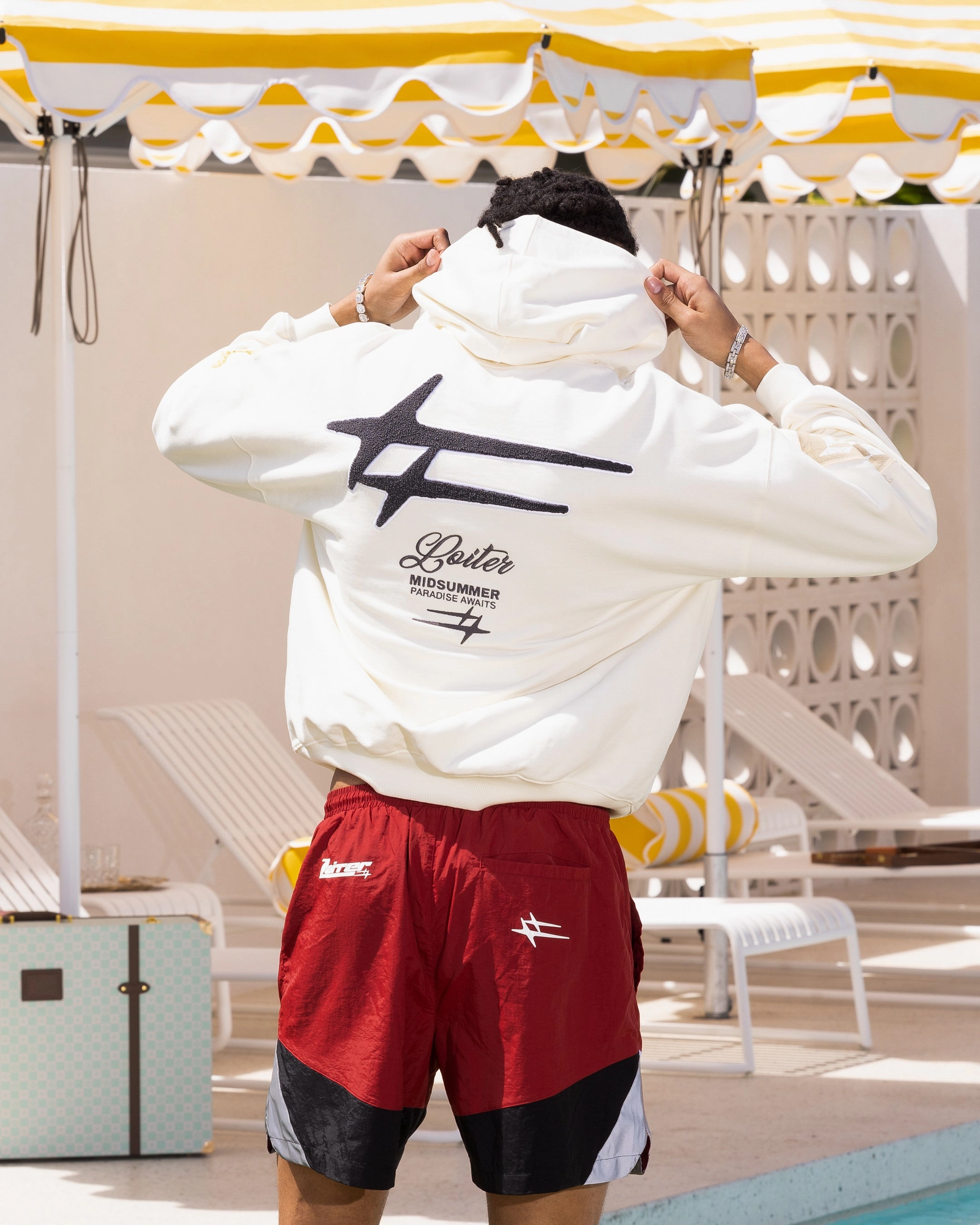Loiter Patchwork Hoodie Off White Compact Storage Design