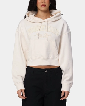 Compression Strap Adjustment Tommy Jeans Women's Boxy Crop GMD Varsity Hoodie Ancient White