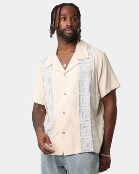 Glossy Texture XXIII Hellas Linen Button Up Shirt Off White/Blue