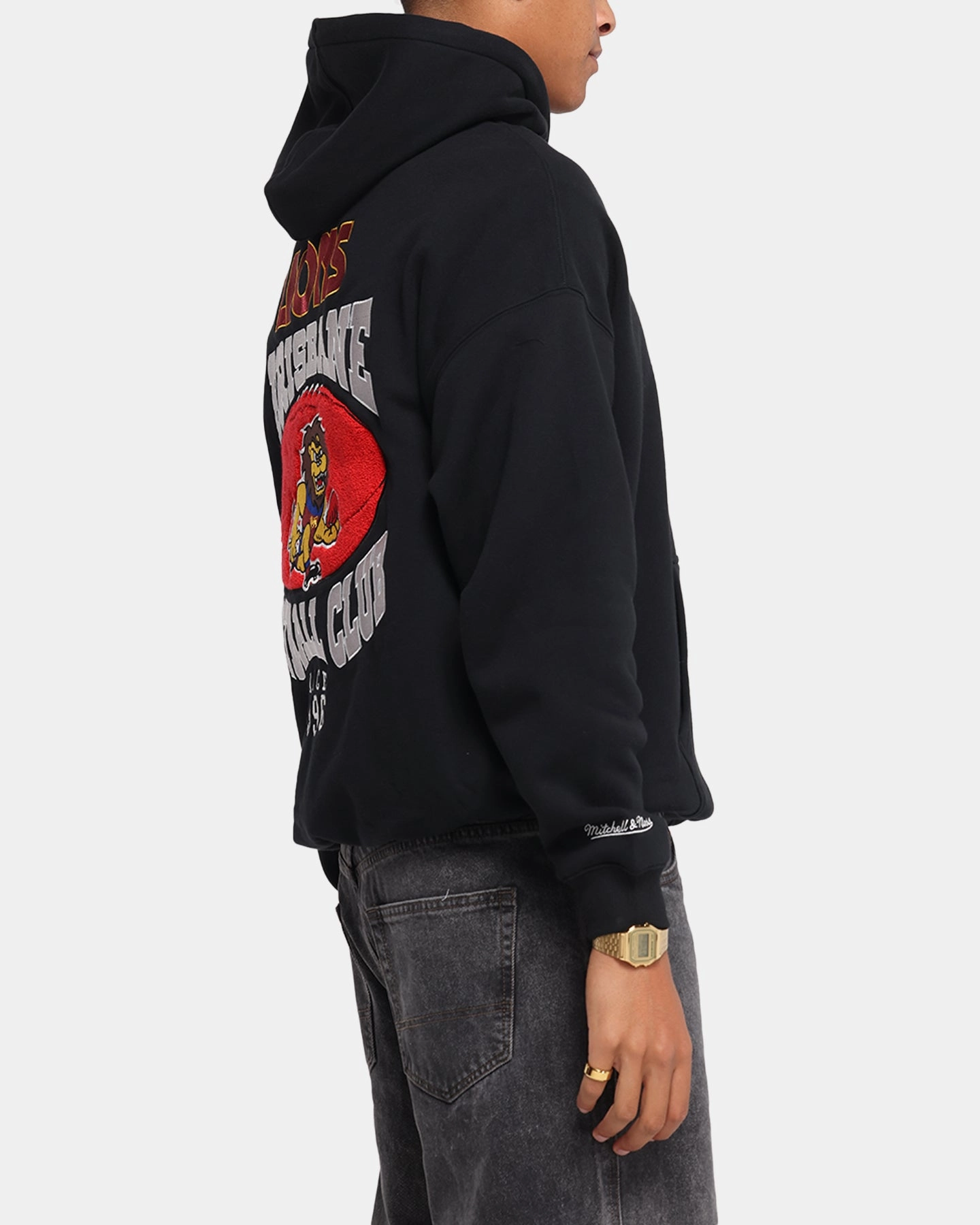 Mitchell & Ness Brisbane Lions Team Hoodie Solid Black Softshell Material