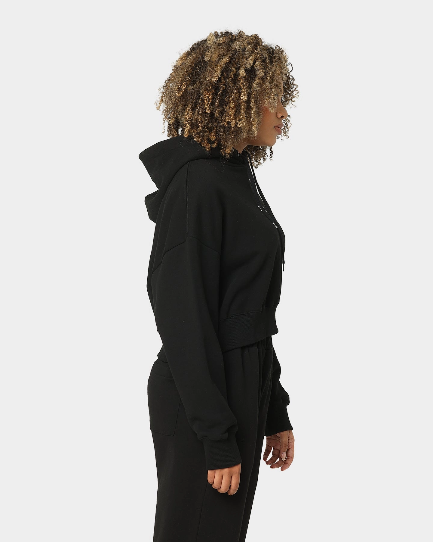 X-Girl Women's Mills Logo Crop Hoodie Black Waterproof Protection