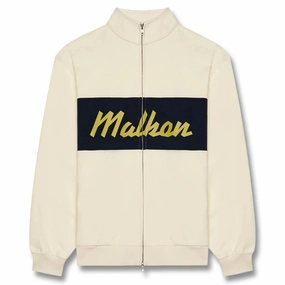 Weatherproof Barrier WaterResistant Coating Malbon University Double Zip Golf Jacket Cream - SS25 Men