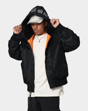 suitable for air sports Stretchable Material Supreme Hooded MA-1 Jacket Black