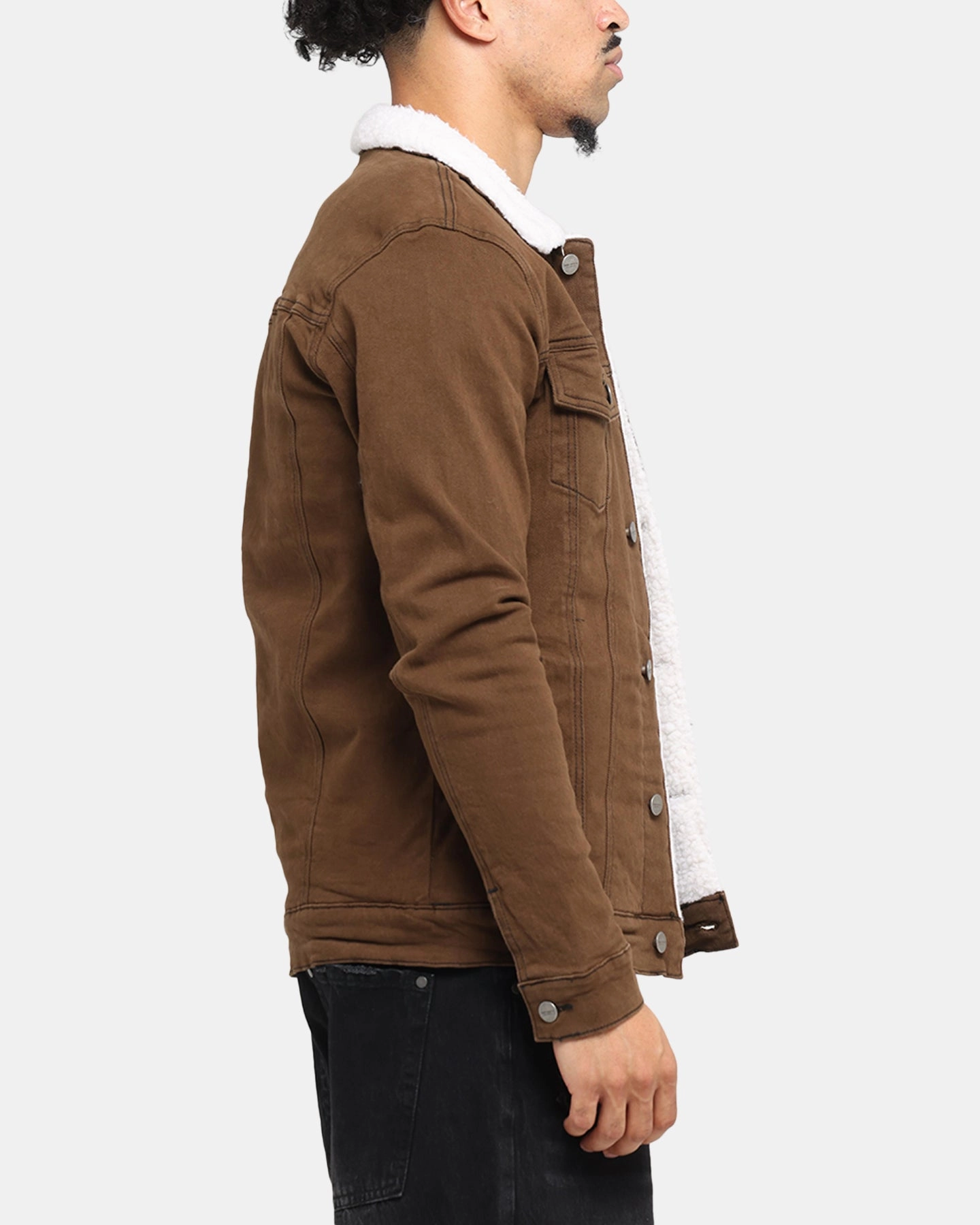 Saint Morta Sherpa Denim Jacket Vintage Brown Asset