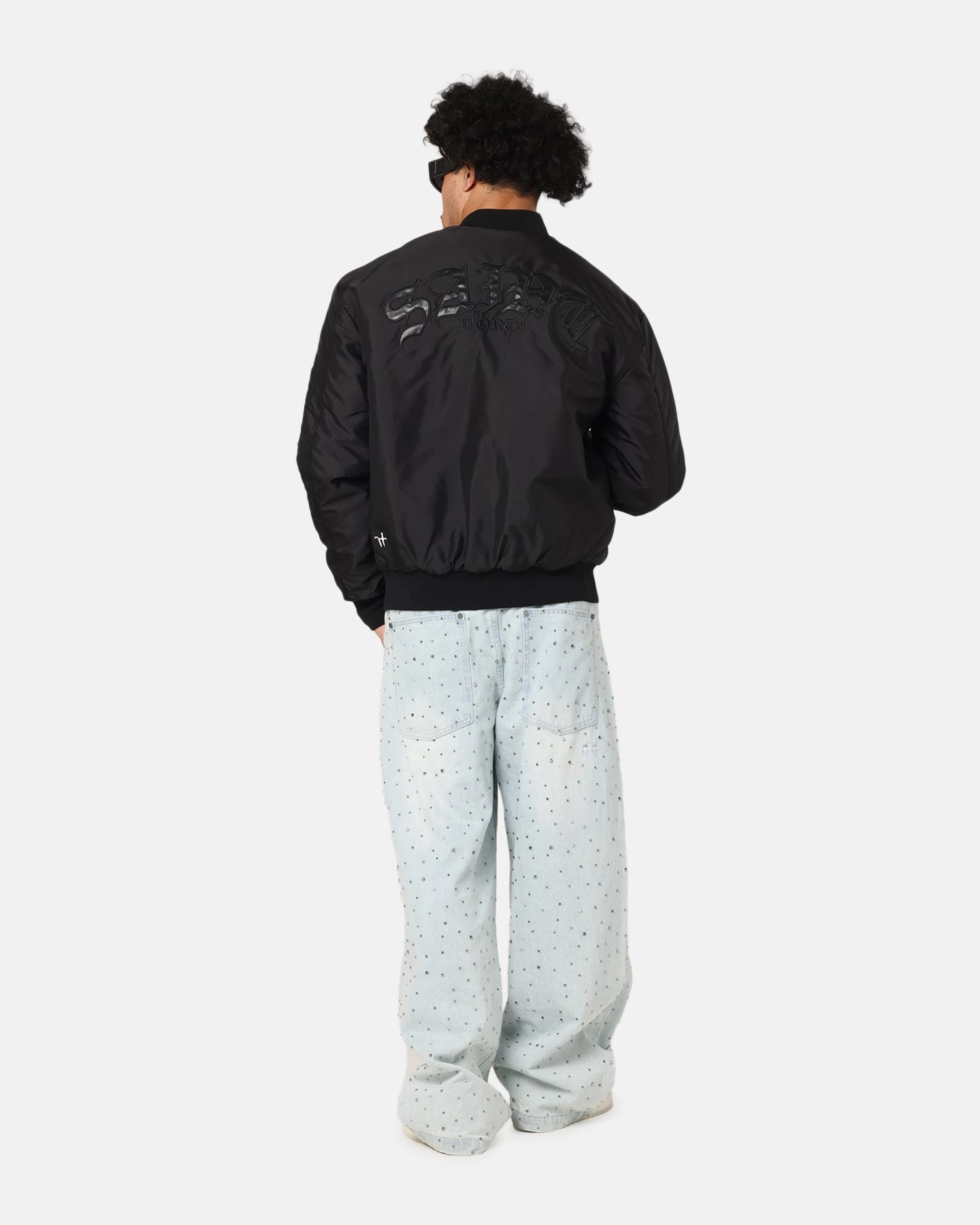 Saint Morta Gothic Noir Bomber Jacket Black back - to - school
