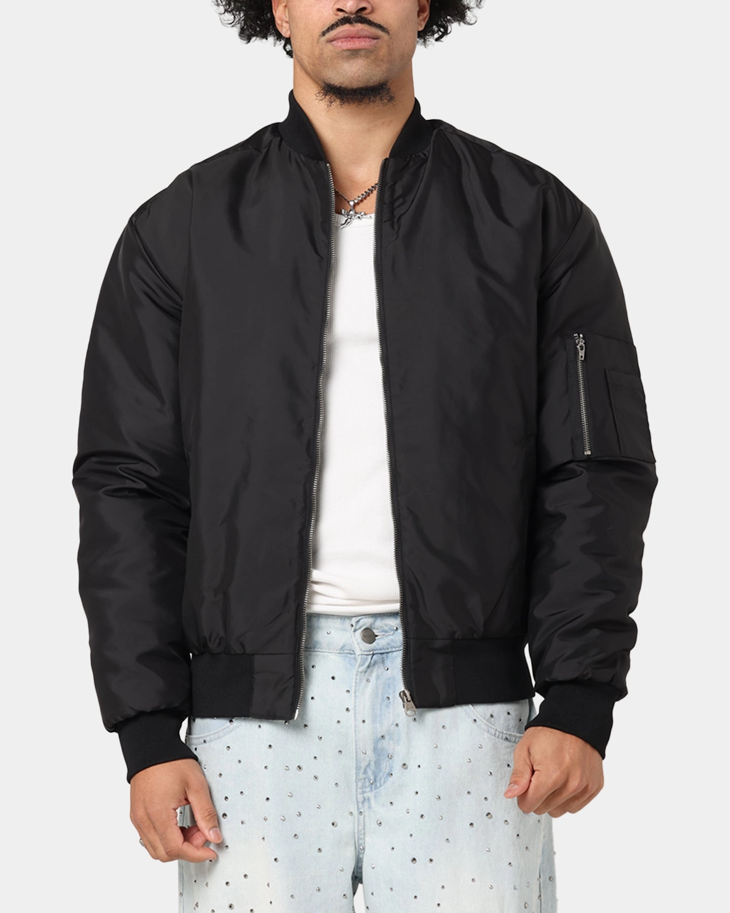 Moisture Wicking Layer Saint Morta Gothic Noir Bomber Jacket Black