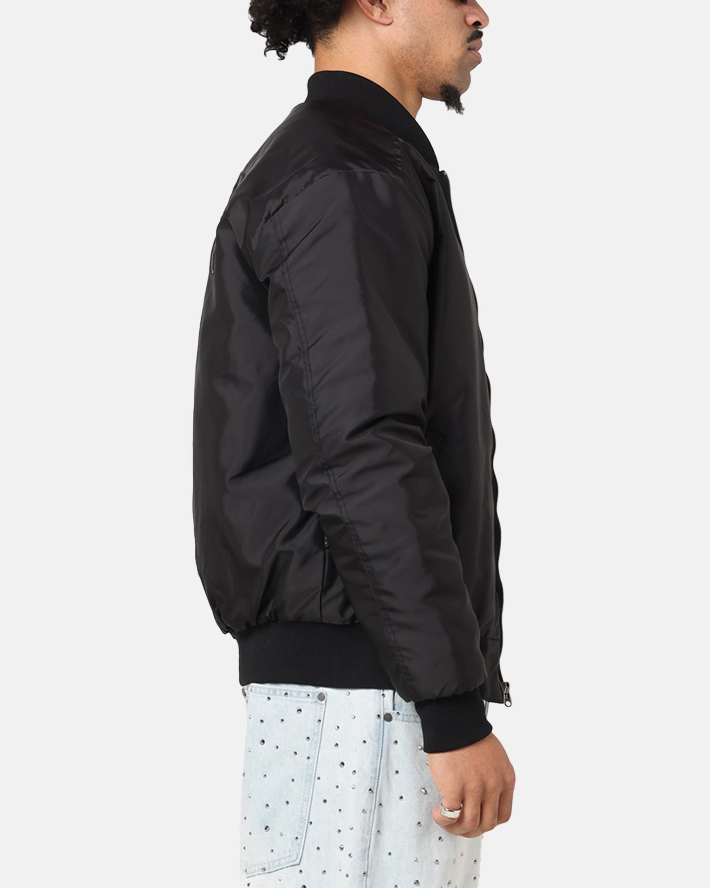 Enable Heavyweight Saint Morta Gothic Noir Bomber Jacket Black