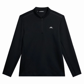 J.Lindeberg Tech Bridge Mid Layer Golf Pullover Black - SS24 Men Outdoor Style Staple