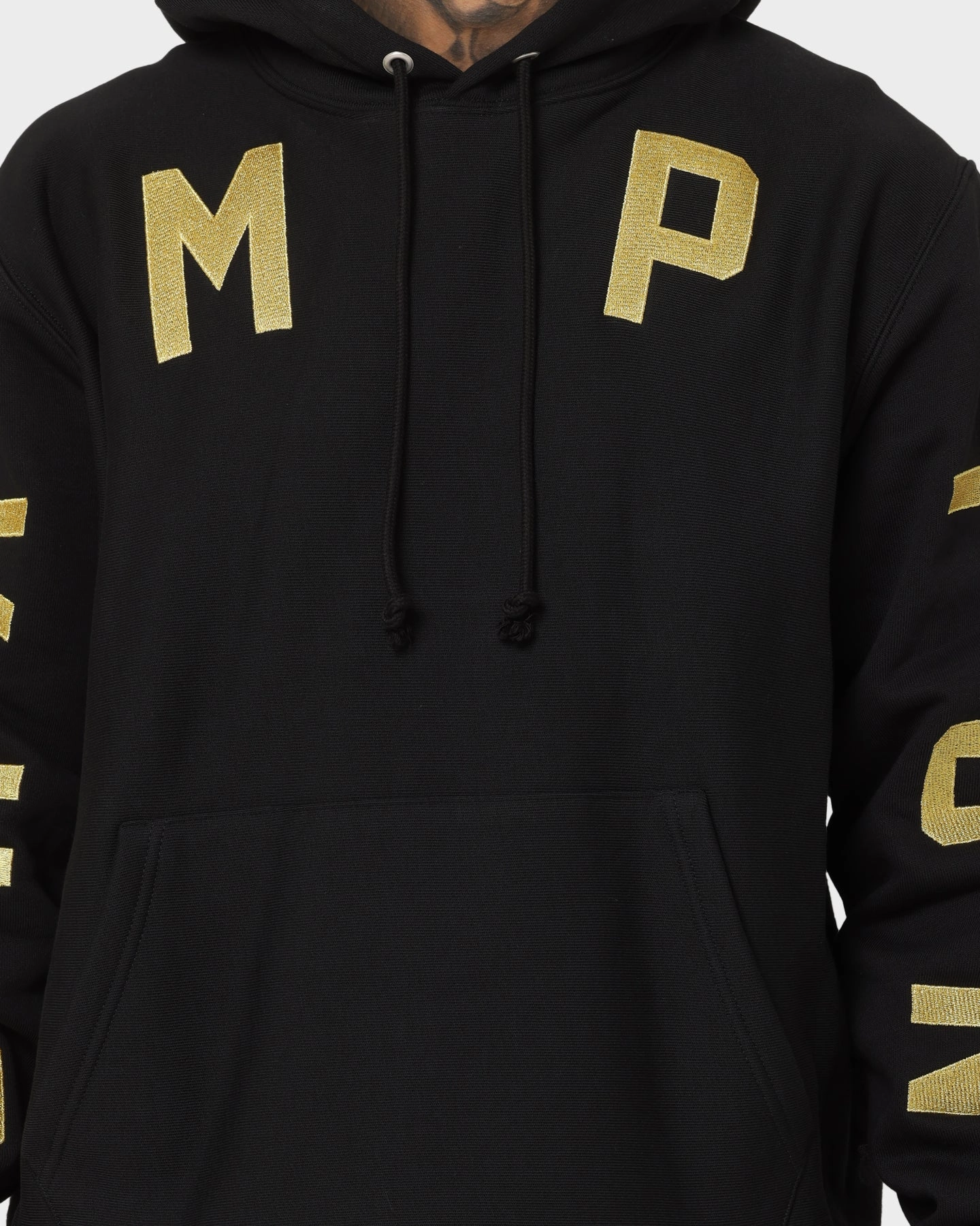 Solution Double layer fabric Champion Reverse Weave Large Arch Hoodie Black/Gold