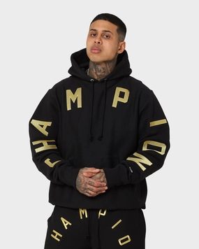 Champion Reverse Weave Large Arch Hoodie Black/Gold Optimize