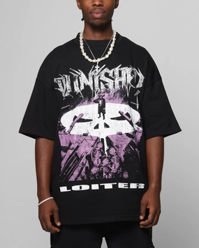 Everyday apparel Loiter Marvel The Punisher Mock Neck T-Shirt Black