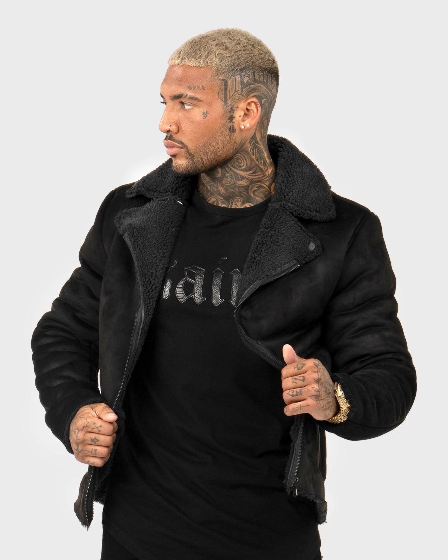 Saint Morta Renegade Sherpa Biker Jacket Black/Black Minimal Utility
