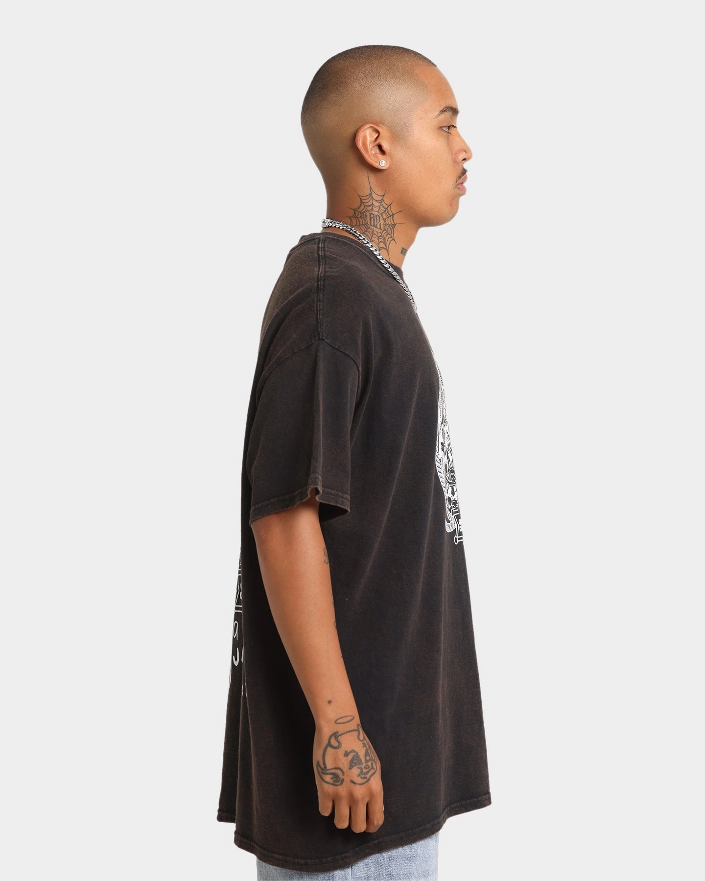 Goat Crew Cowboy Drawing Vintage T-Shirt Black Wash Retro Style Yarn Dyed Stripes