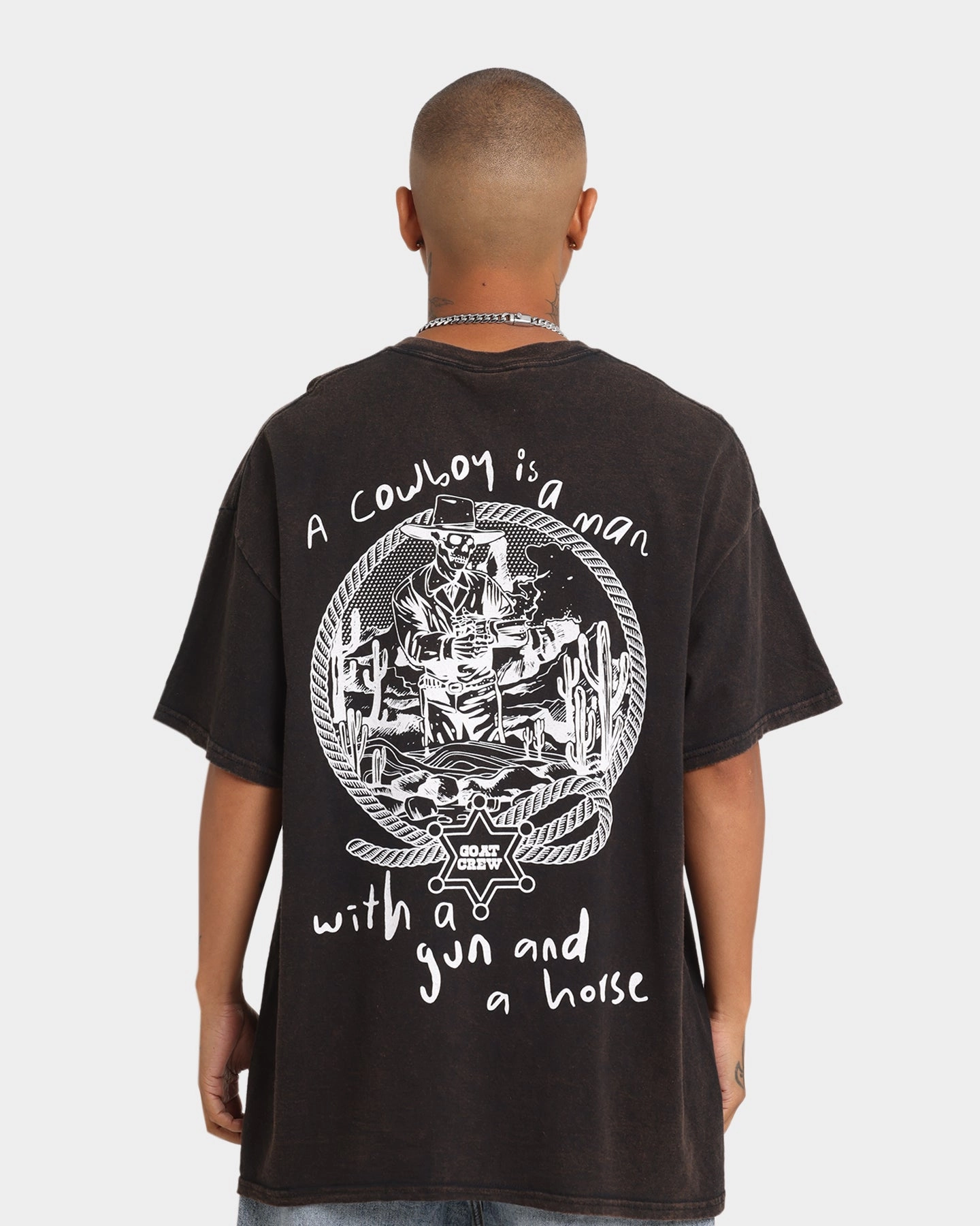 Goat Crew Cowboy Drawing Vintage T-Shirt Black Wash Classic Vibes