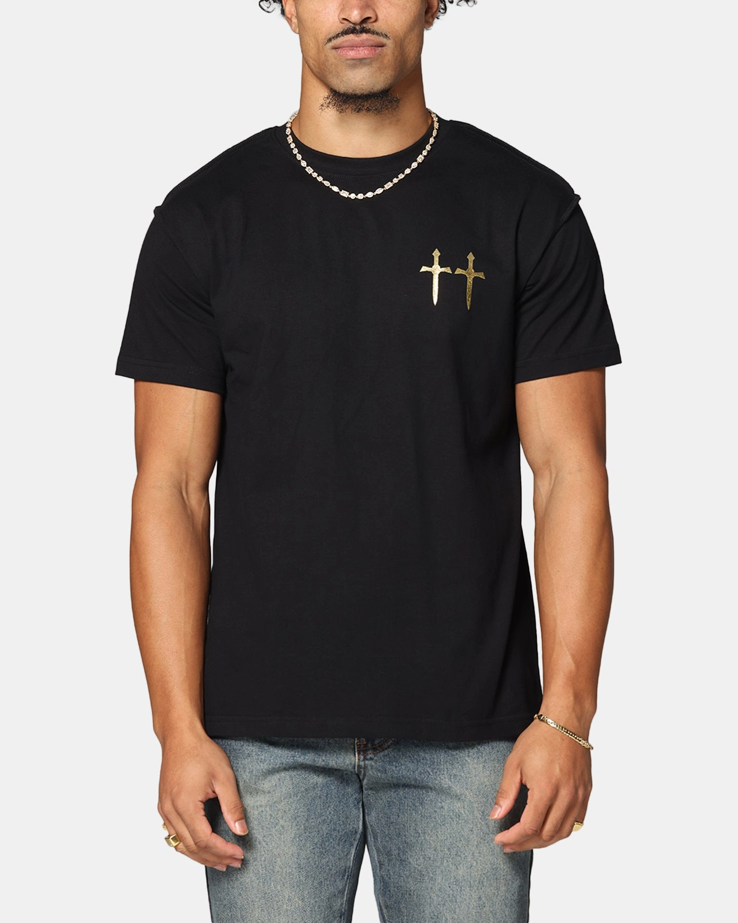 Wrinkle Resistant Finish Saint Morta Mortal Lafayette T-Shirt Black/Gold