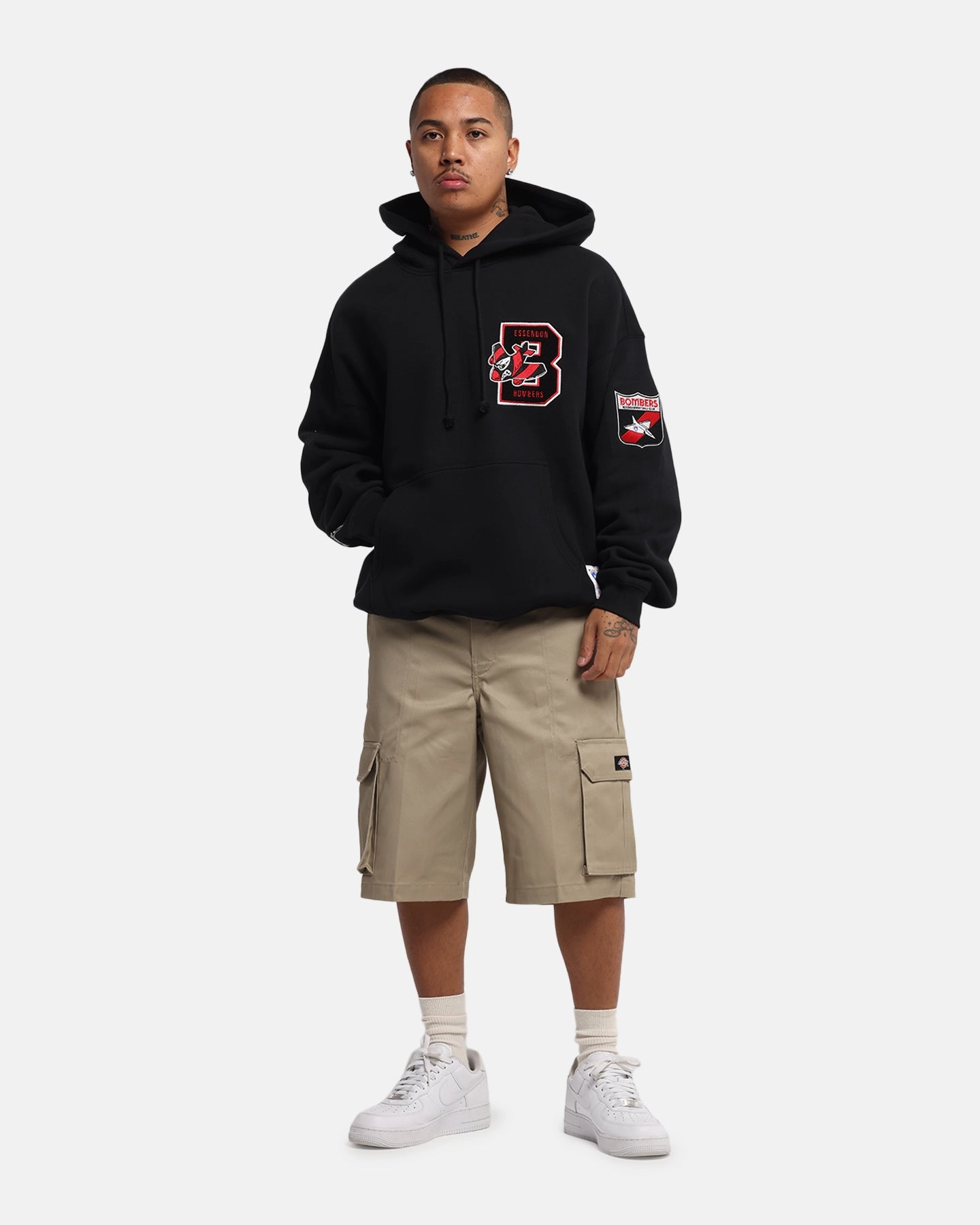 Quick Access Pockets Hooded style Mitchell & Ness Essendon Bombers Team Hoodie Solid Black