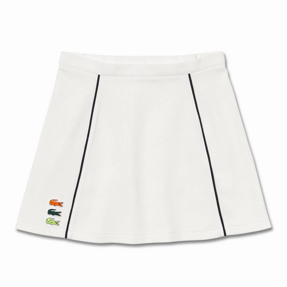 Lacoste Organic Cotton French Made Golf Skirt Off White - SS23 Women Mid Length Outfit Focused