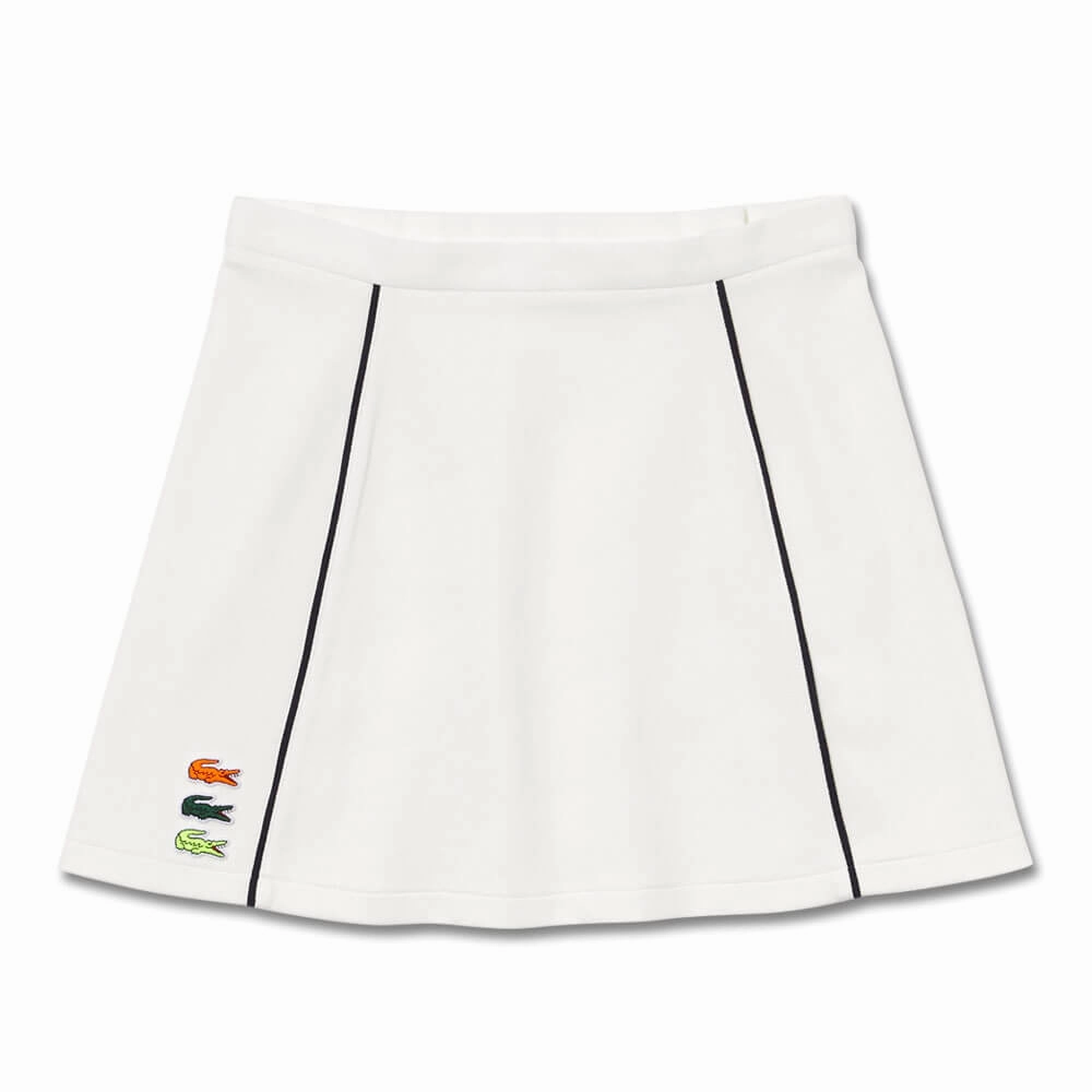 Lacoste Organic Cotton French Made Golf Skirt Off White - SS23 Women Non Irritating Edges Minimal Design