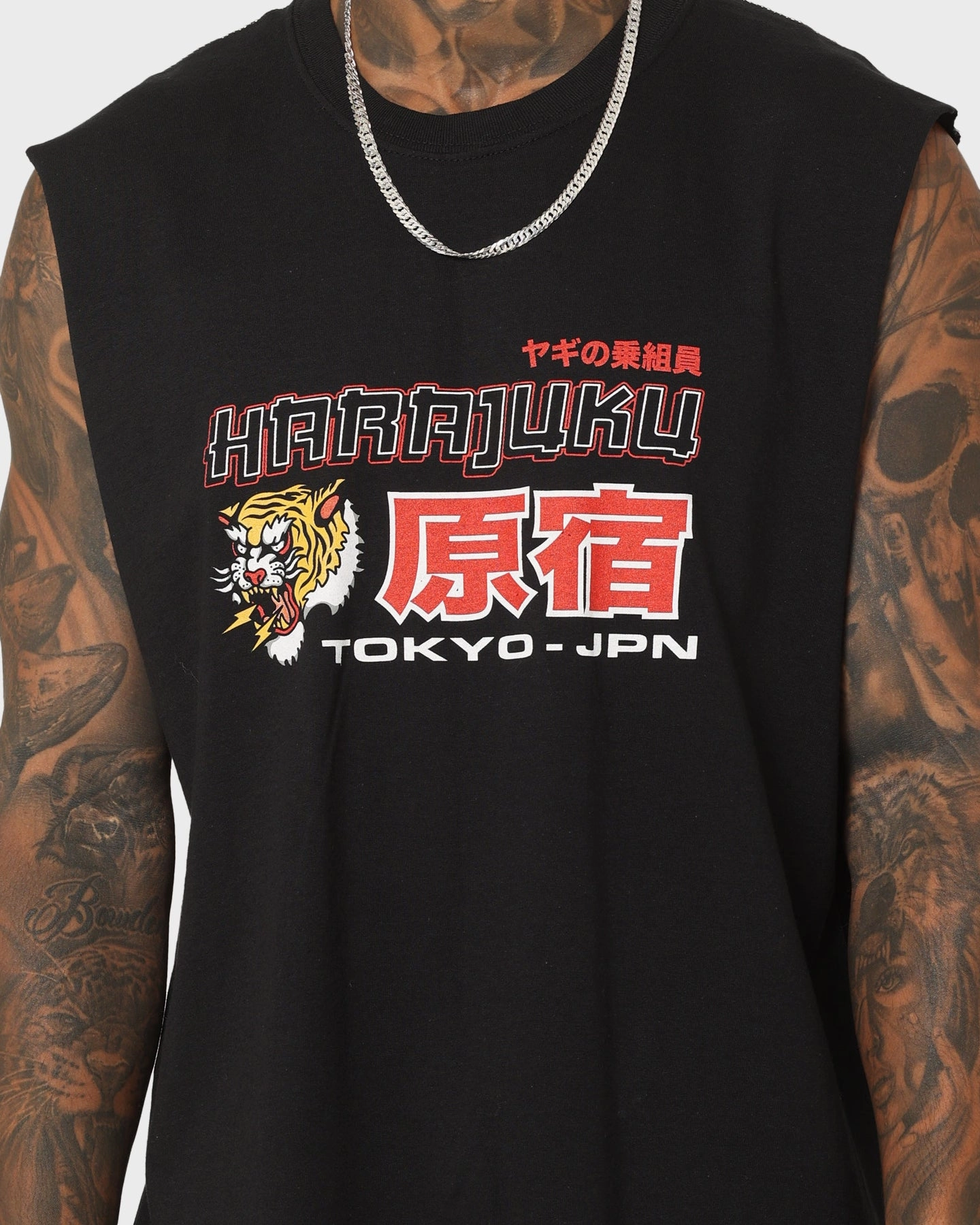 Outdoor Fashion Light Layer Goat Crew Harajuku Muscle T-Shirt Black