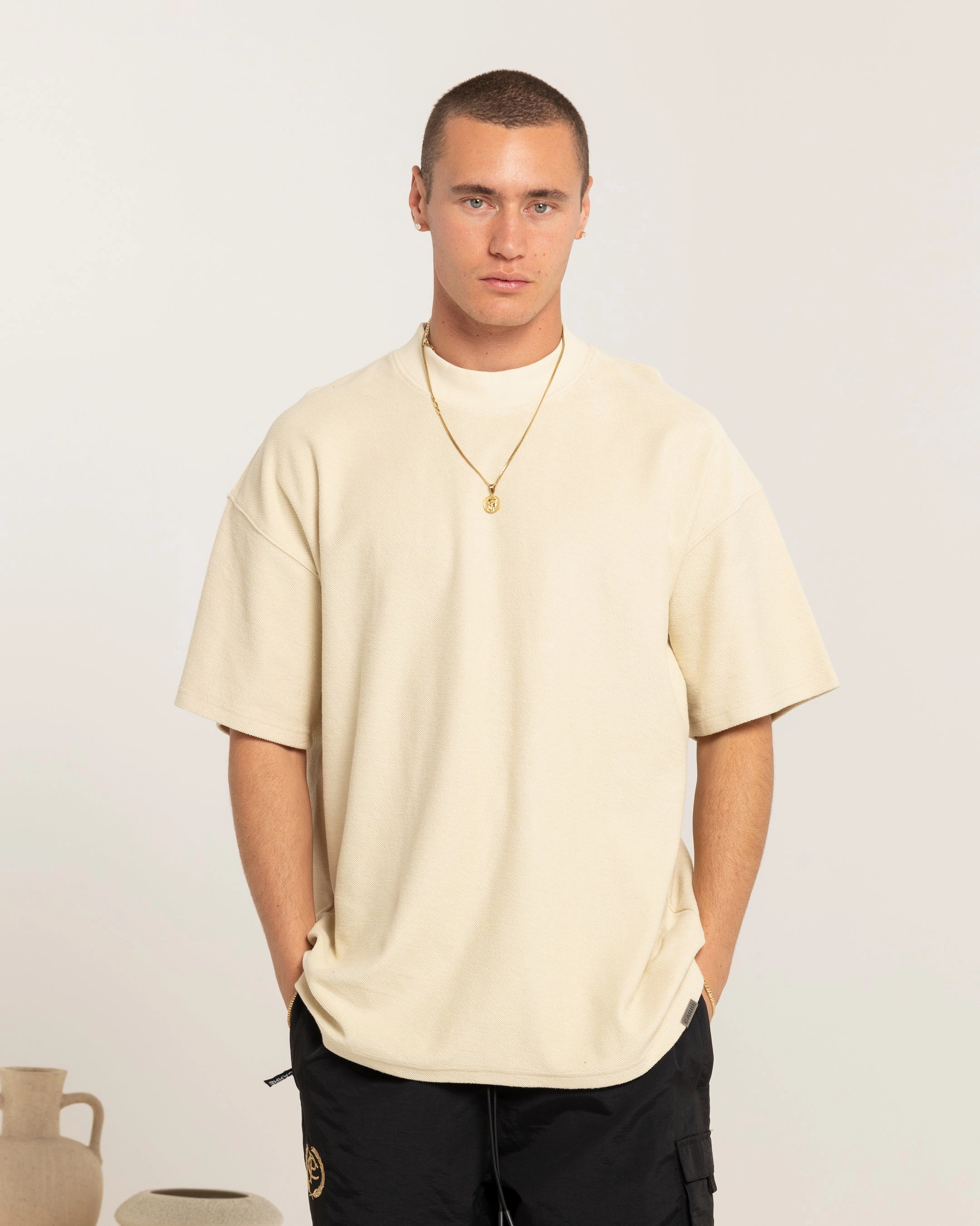 Retro nostalgia Carre Terry Oversized T-Shirt Light Stone