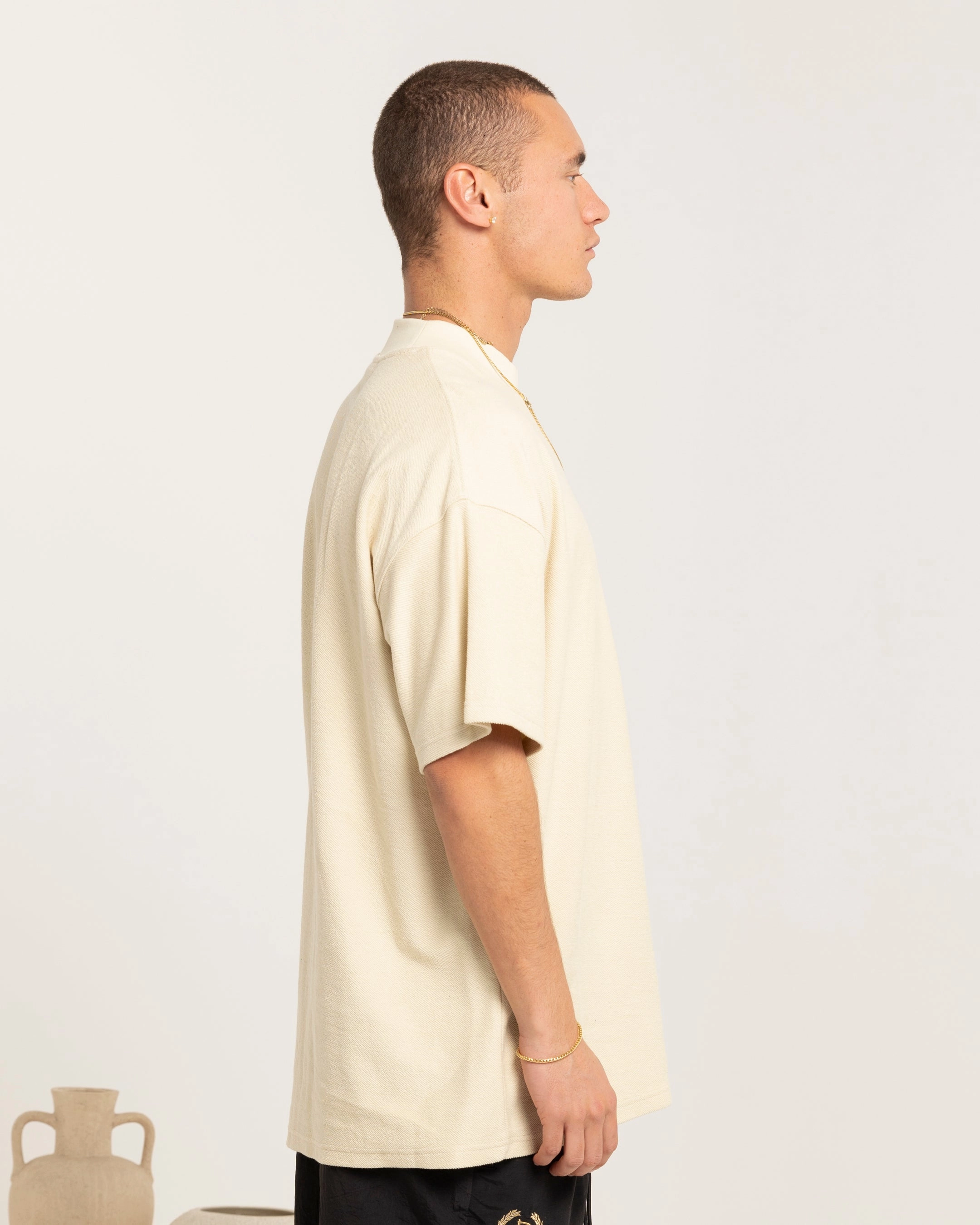 Fashion Layering Carre Terry Oversized T-Shirt Light Stone