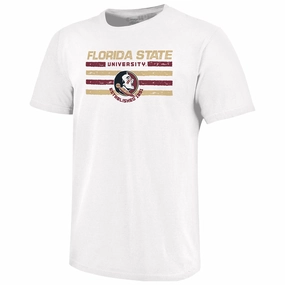 Simple and Cozy Breathable apparel Image One Men's Seminole Logo/Florida State University Design Soft Wash Short Sleeve T-shirt - White