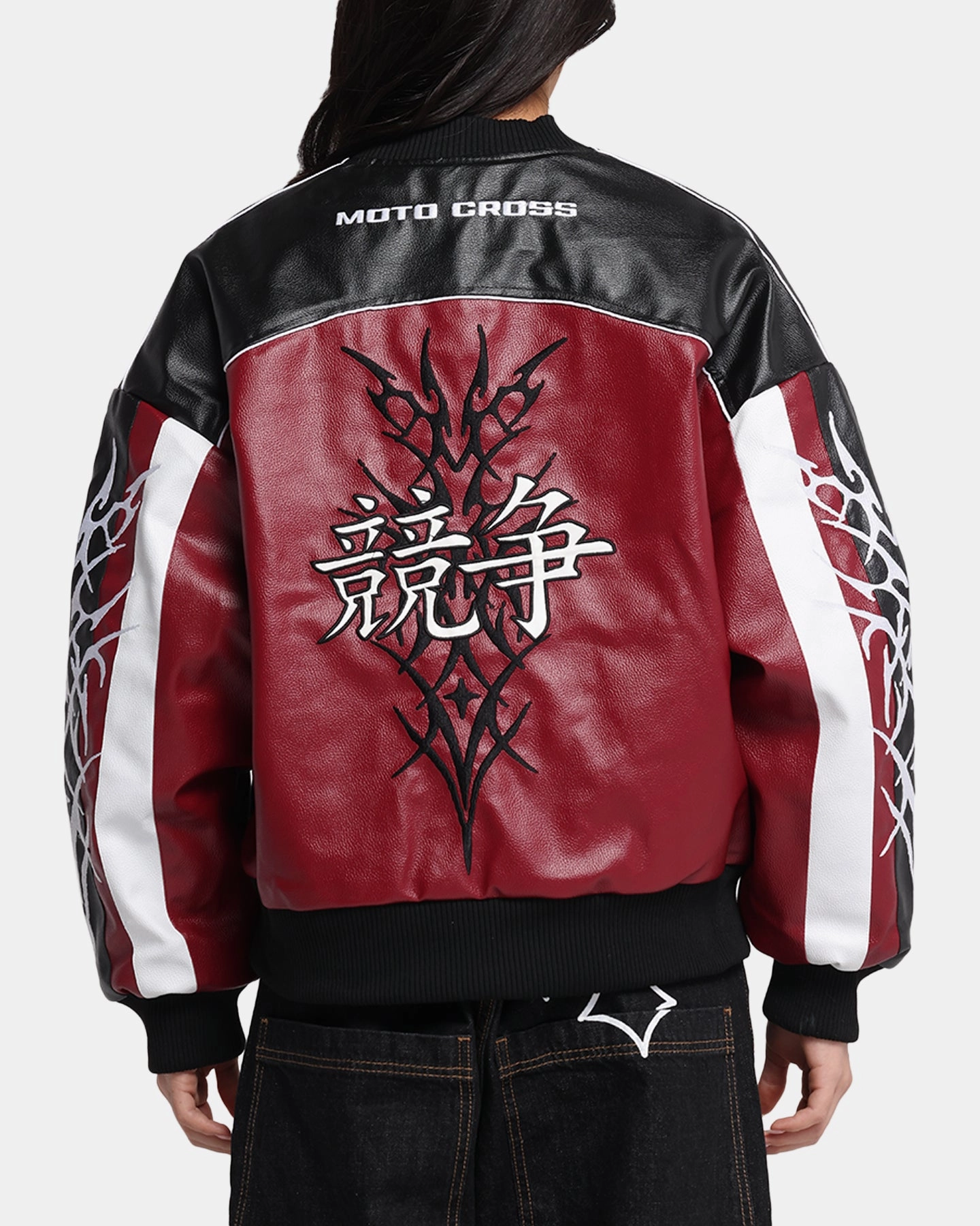 Core Look Loiter Tokyo Drift Vegan Leather Jacket Red