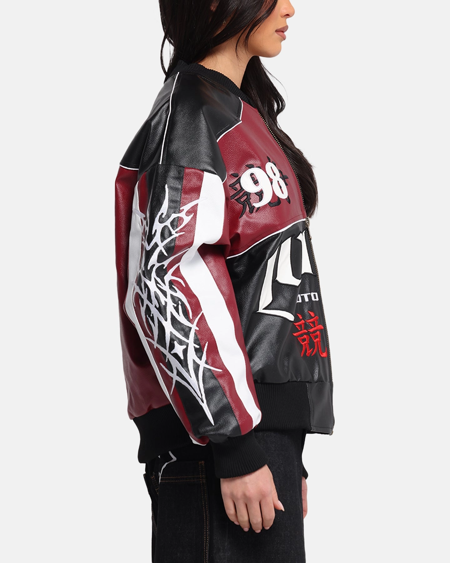 Modern Style EcoFriendlyMaterial Loiter Tokyo Drift Vegan Leather Jacket Red