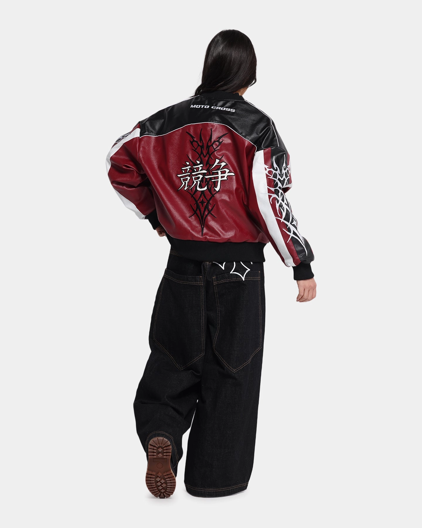 Loiter Tokyo Drift Vegan Leather Jacket Red Clean Cut Classic Comfort