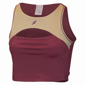 Flexible Sole ZooZatz Women's Arrowhead Logo Peek-A-Boo Sports Bra Top - Garnet/Gold