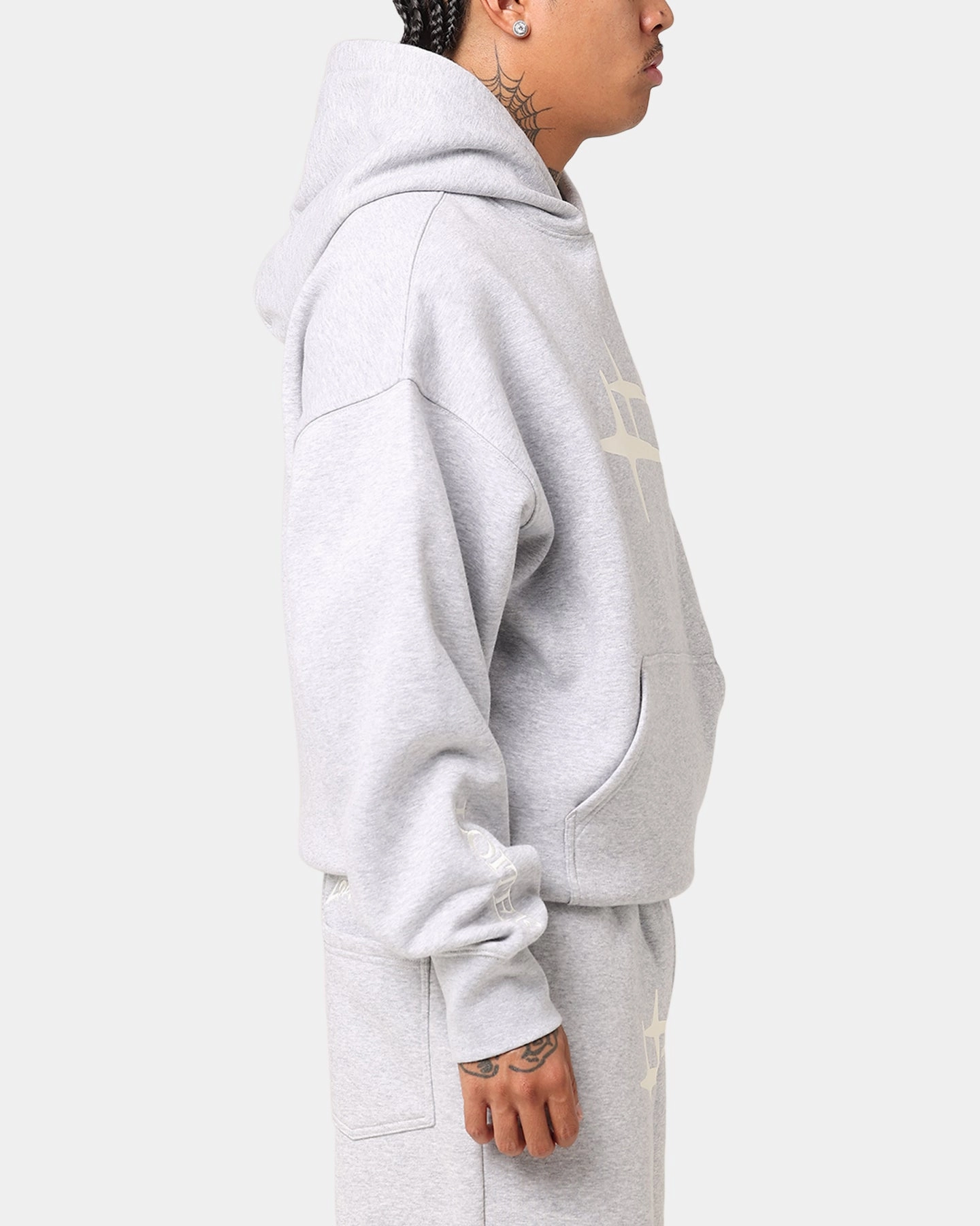 Counter - measure - ready magnetic Loiter Hybrid Premium Hoodie Grey Marle