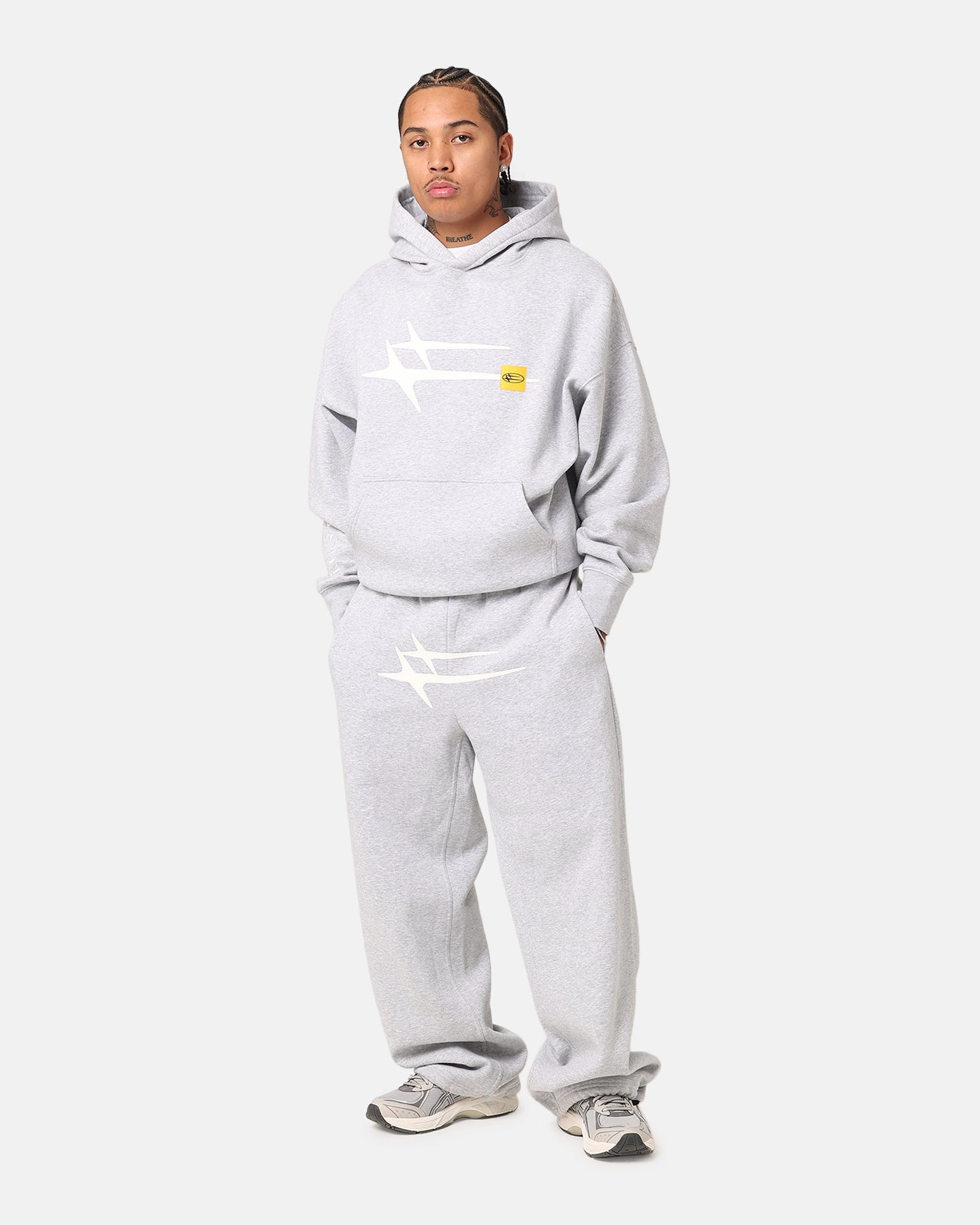 Loiter Hybrid Premium Hoodie Grey Marle Border - protection - worthy