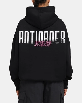 The Anti Order Ryuken Boxy Hoodie Black Embroidered